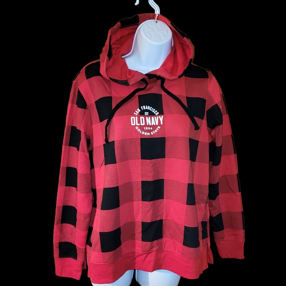 Old Navy Size M Hoodie Top Buffalo Plaid Excellent Condition